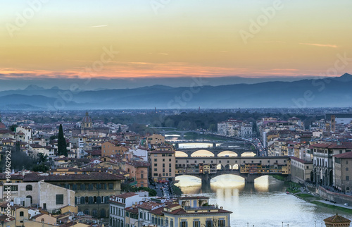 view of Florence with Ponte Vecchio, Italy