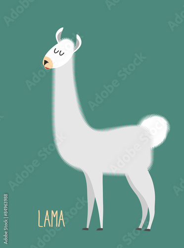 Llama Alpaca. Animal Lama on a green background. Vector illustra