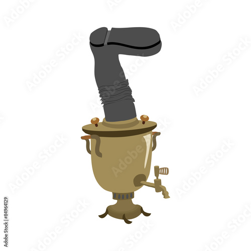 Samovar. Russian national kettle. With the boot for the kindling