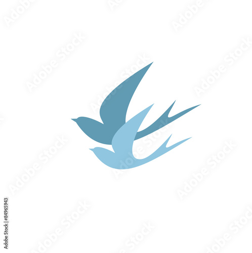 stylized silhouettes of two swallows