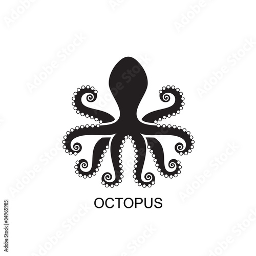 Silhouette of an octopus on  light background