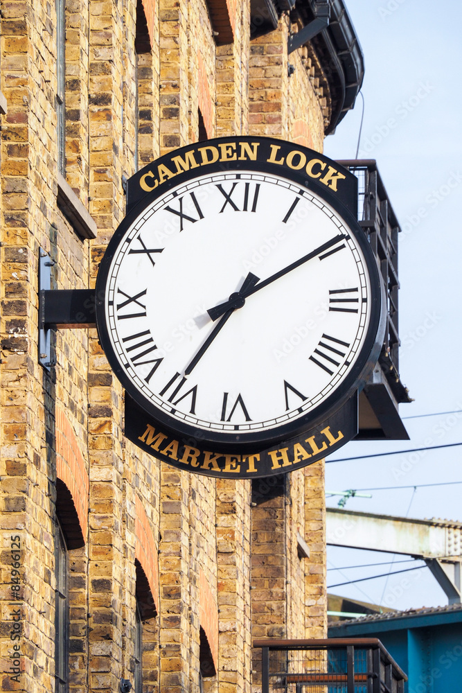 Fototapeta premium Old wall clock at Camden Lock Market Hall