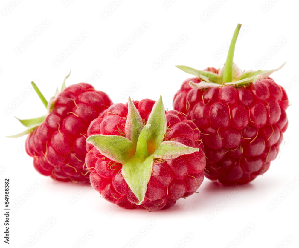 ripe raspberries isolated on white background close up ripe raspberries isolated on white background close up