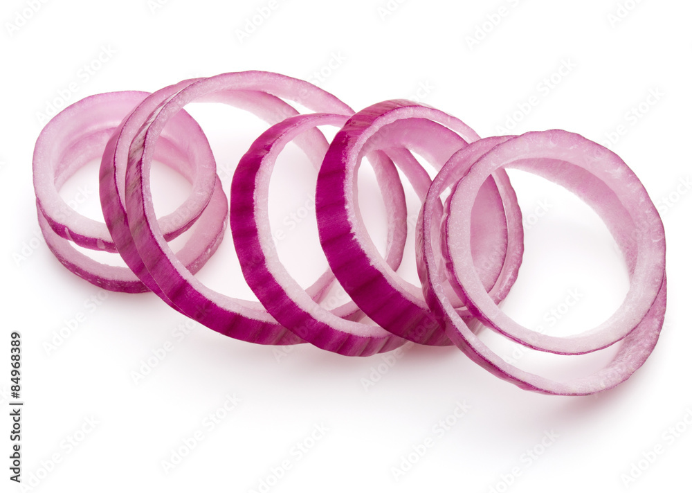 Sliced red onion rings isolated on white background cutout Sliced red onion rings isolated on white background cutout