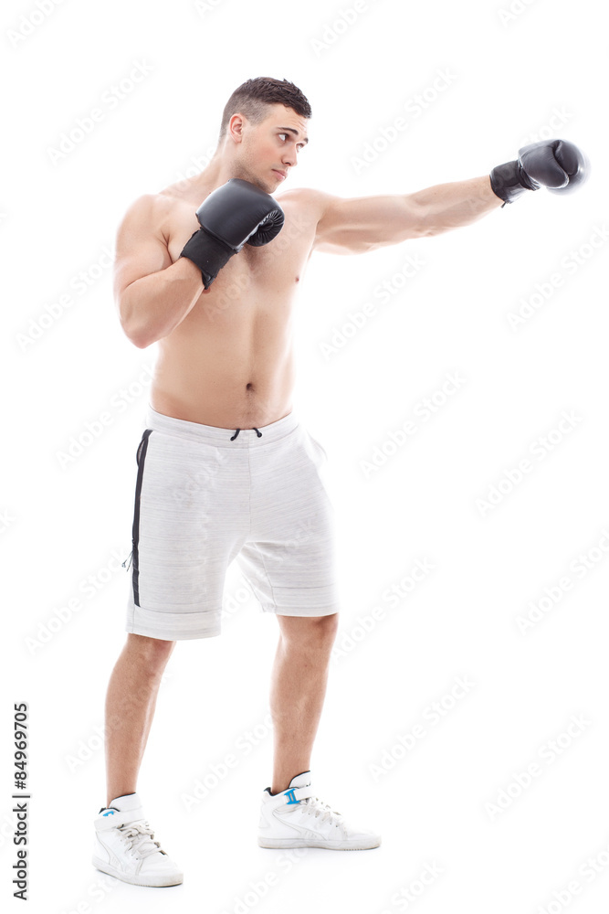 Muscled sportsman training