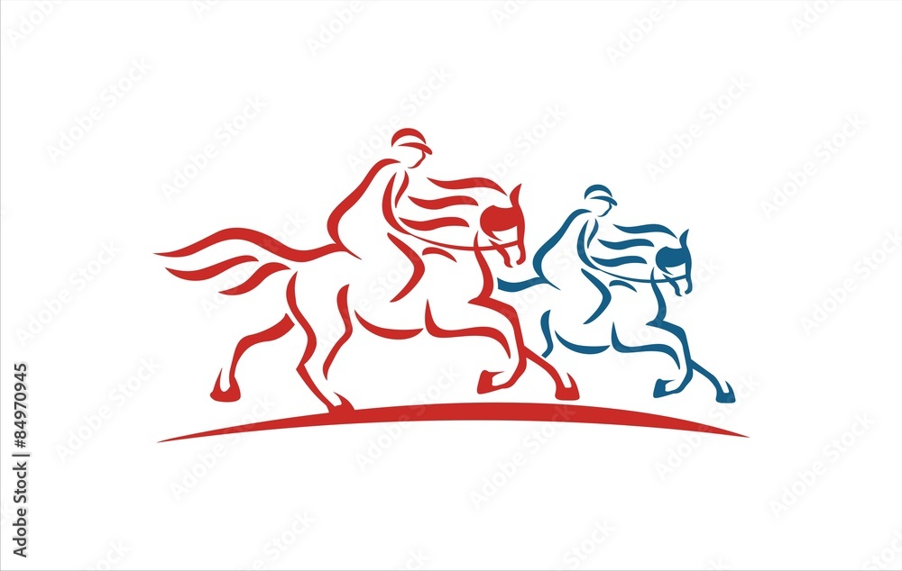 Fototapeta premium Two Horse race brush