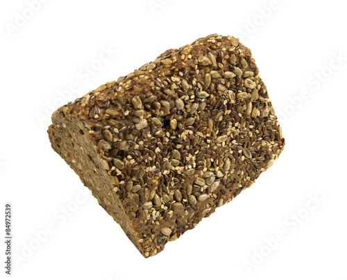 Triangle slice of healthy bread with a variety of seeds