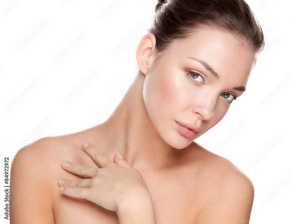 Close up portrait of beautiful young woman face. Isolated on Close up portrait of beautiful young woman face. Isolated on