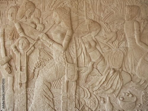 traditional Balinese stone carving on sandstone
