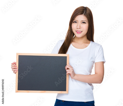 Woman show with chalkboard