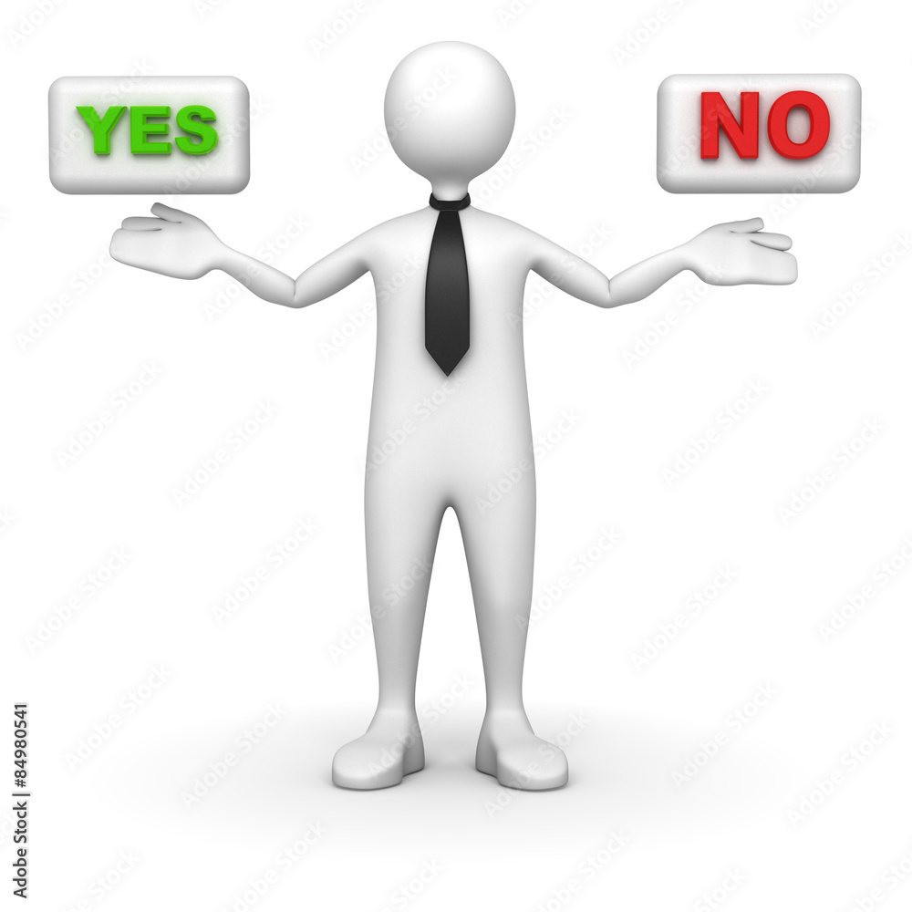 White Character With 'Yes' and 'No' Buttons White Character With 'Yes' and 'No' Buttons