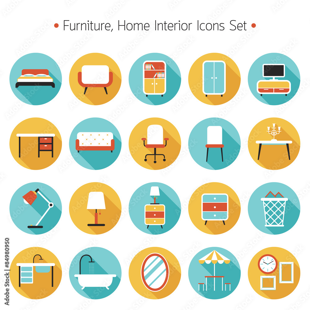 Furniture Flat Icons Set Furniture Flat Icons Set