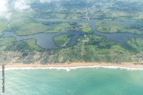 Aerial view of the shores of Cotonou, Benin .