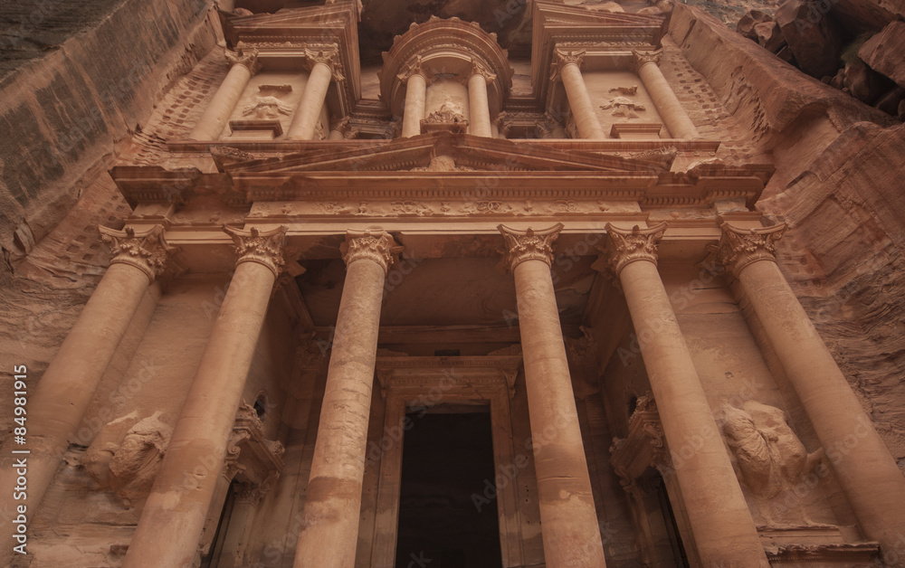 The front of the Treasury Building in Petra, Jordan