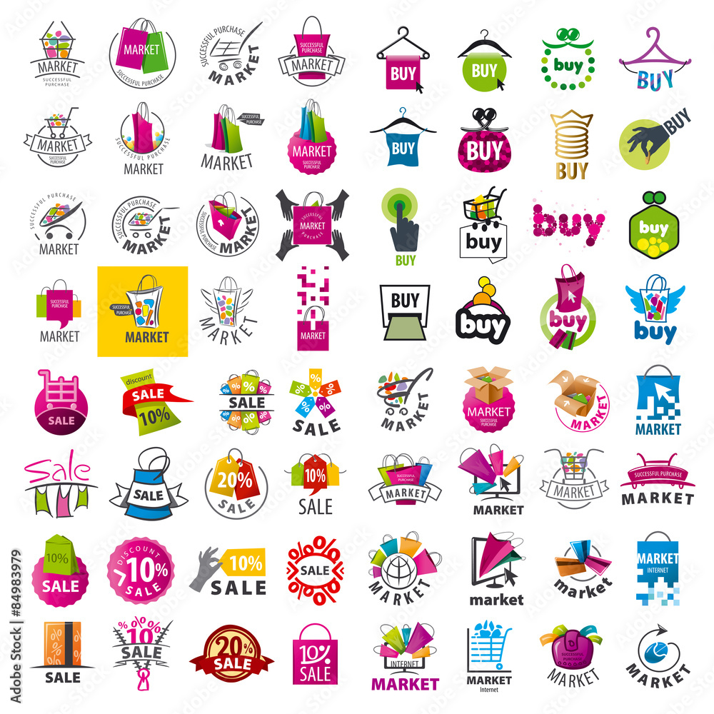 large set of vector logos market and discount large set of vector logos market and discount