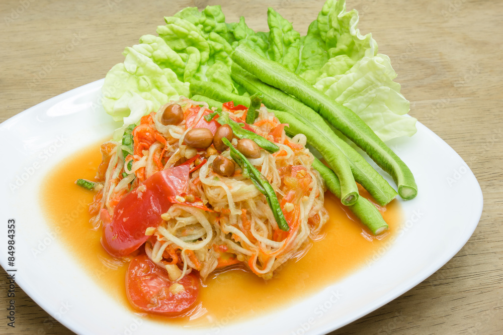 Green papaya mix carrots salad. spicy thai food Green papaya mix carrots salad. spicy thai food