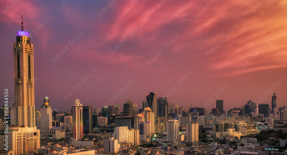 Sunset in Bangkok city