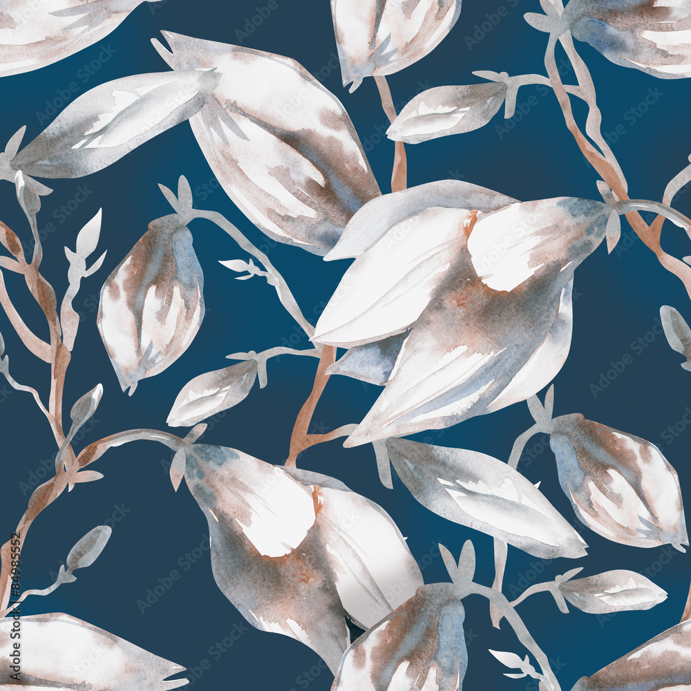 Naklejka premium Magnolia Seamless Pattern