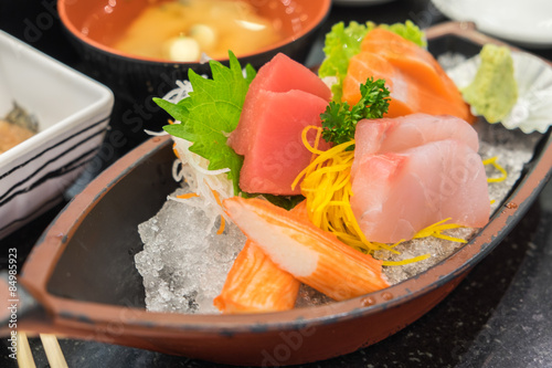 Sashimi set in the japanese restaurant