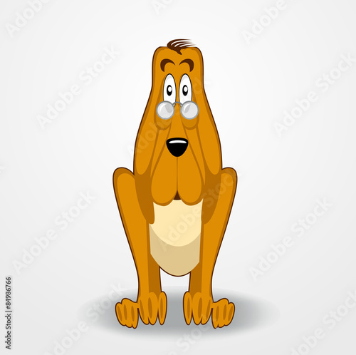 cute sad bloodhound with glasses