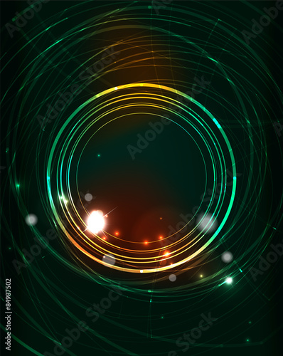 Glowing circle in dark space