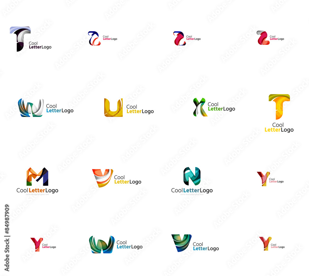 Set of universal company logo ideas, business icon collection