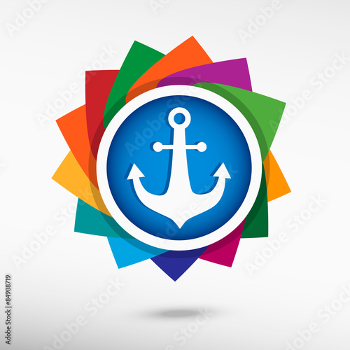 Anchor icon color icon, vector illustration