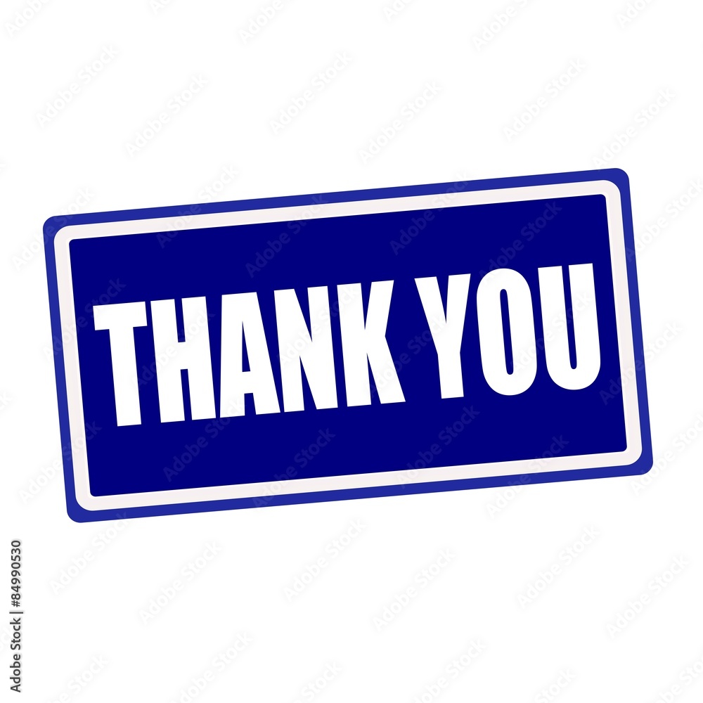 Thank you white stamp text on blue background Thank you white stamp text on blue background