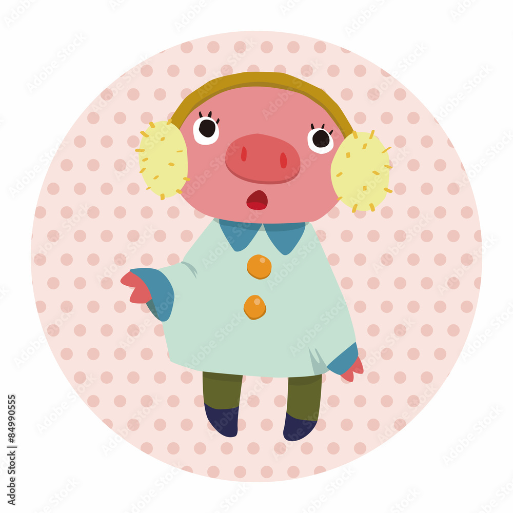 winter animal pig flat icon elements background,eps10 winter animal pig flat icon elements background,eps10
