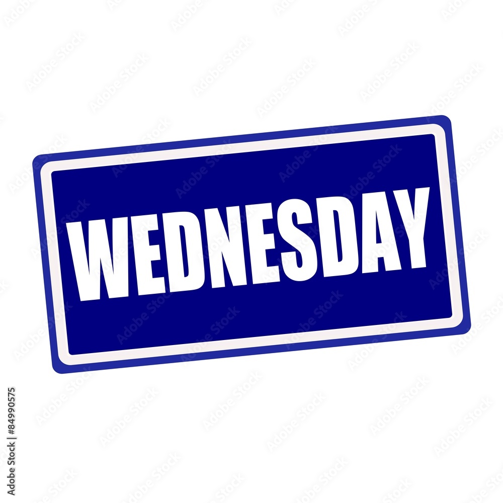 Wednesday  white stamp text on blue background