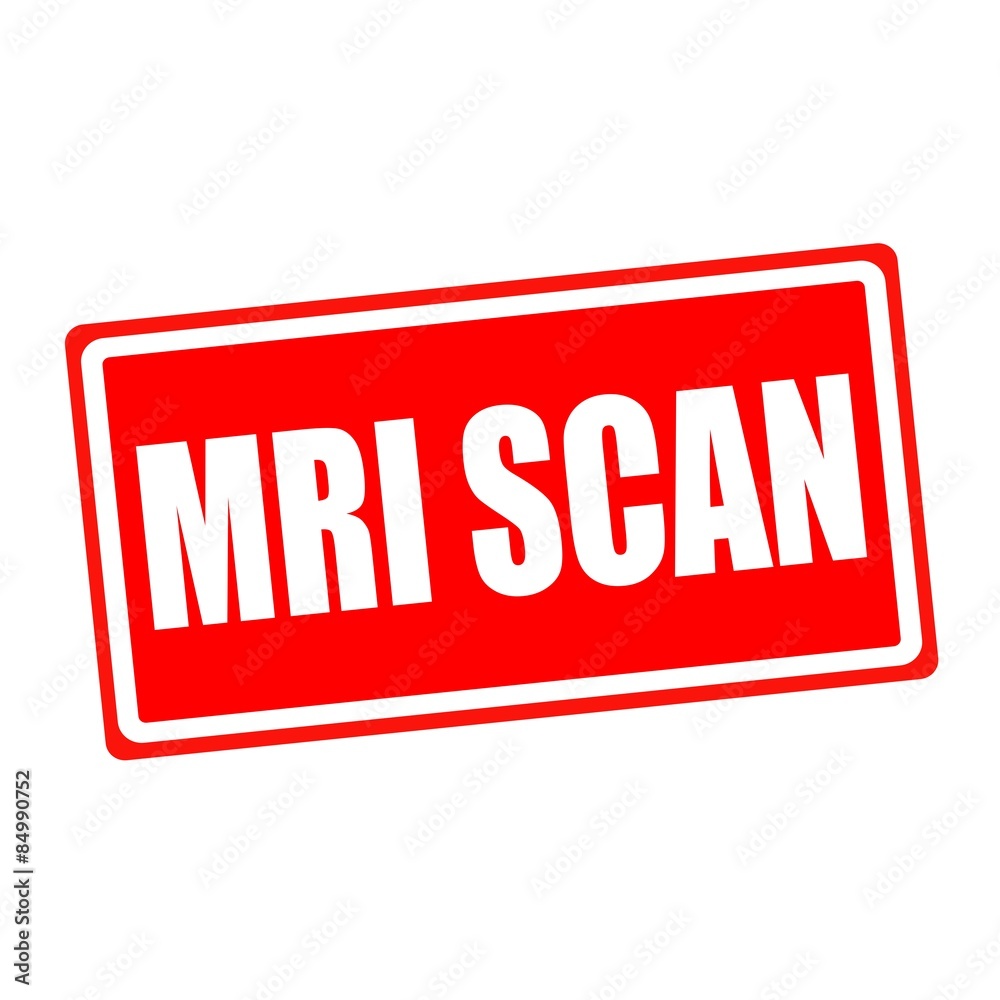 Mri scan white stamp text on red backgroud Mri scan white stamp text on red backgroud