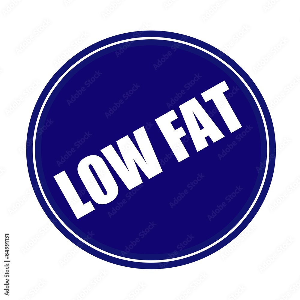 Low fat white stamp text on blue Low fat white stamp text on blue