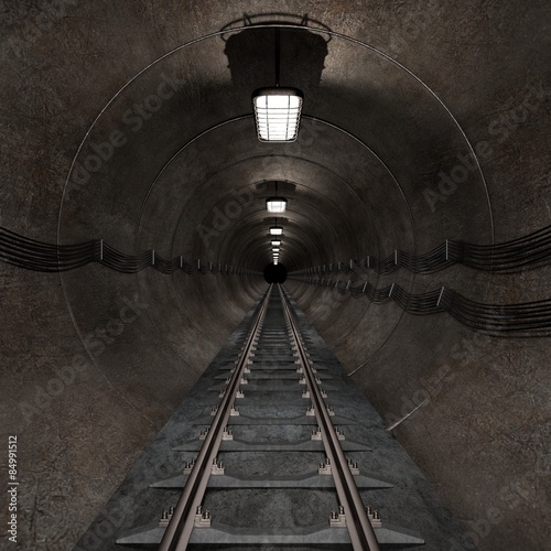 Carta da parati 3D Tunnel - Carta da parati 3d render of underground tunnel