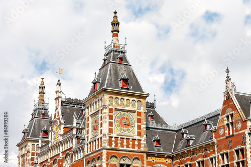 Beautiful fragment of a building in Amsterdam Central Station