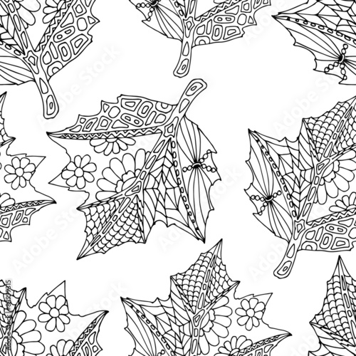 Hand drawn Zentangle seamless pattern on white background. Use for cards, invitation, wallpapers, pattern fills, web pages elements and etc.