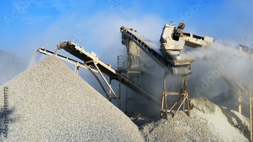 Crashed stones gravel conveyor machine quarry mining in Myanmar, Burma