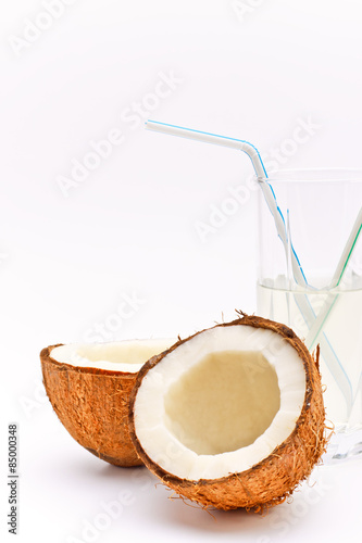 coconut and glass with coco milk