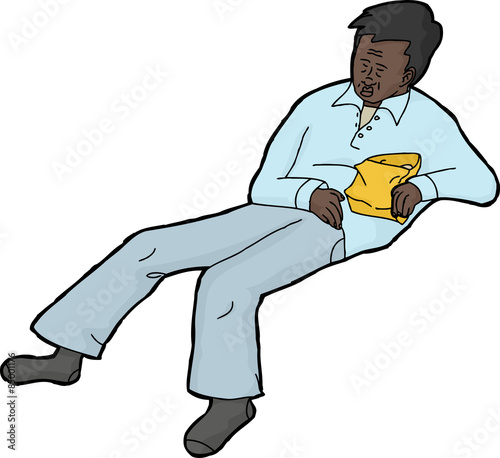 Sleeping Man with Snack Bag