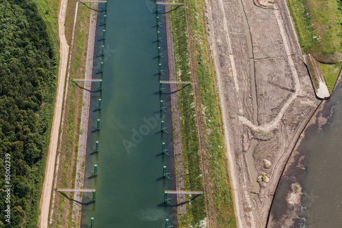 aerial view of the  the  Odra river near Brzeg Dolny town photo