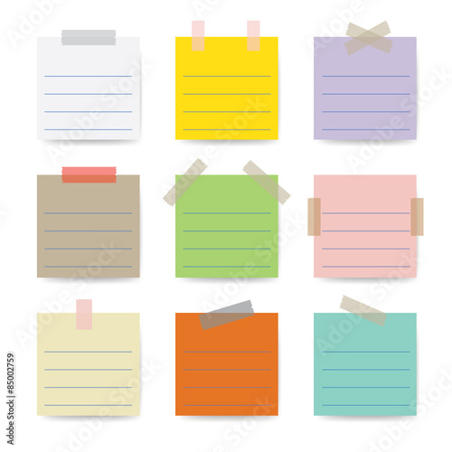 Set of different vector note papers