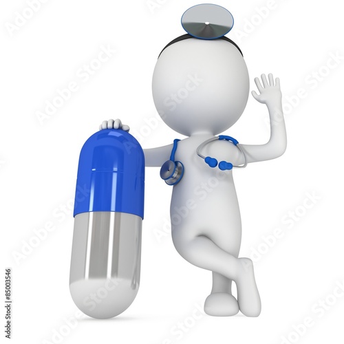 Doctor stand with pill