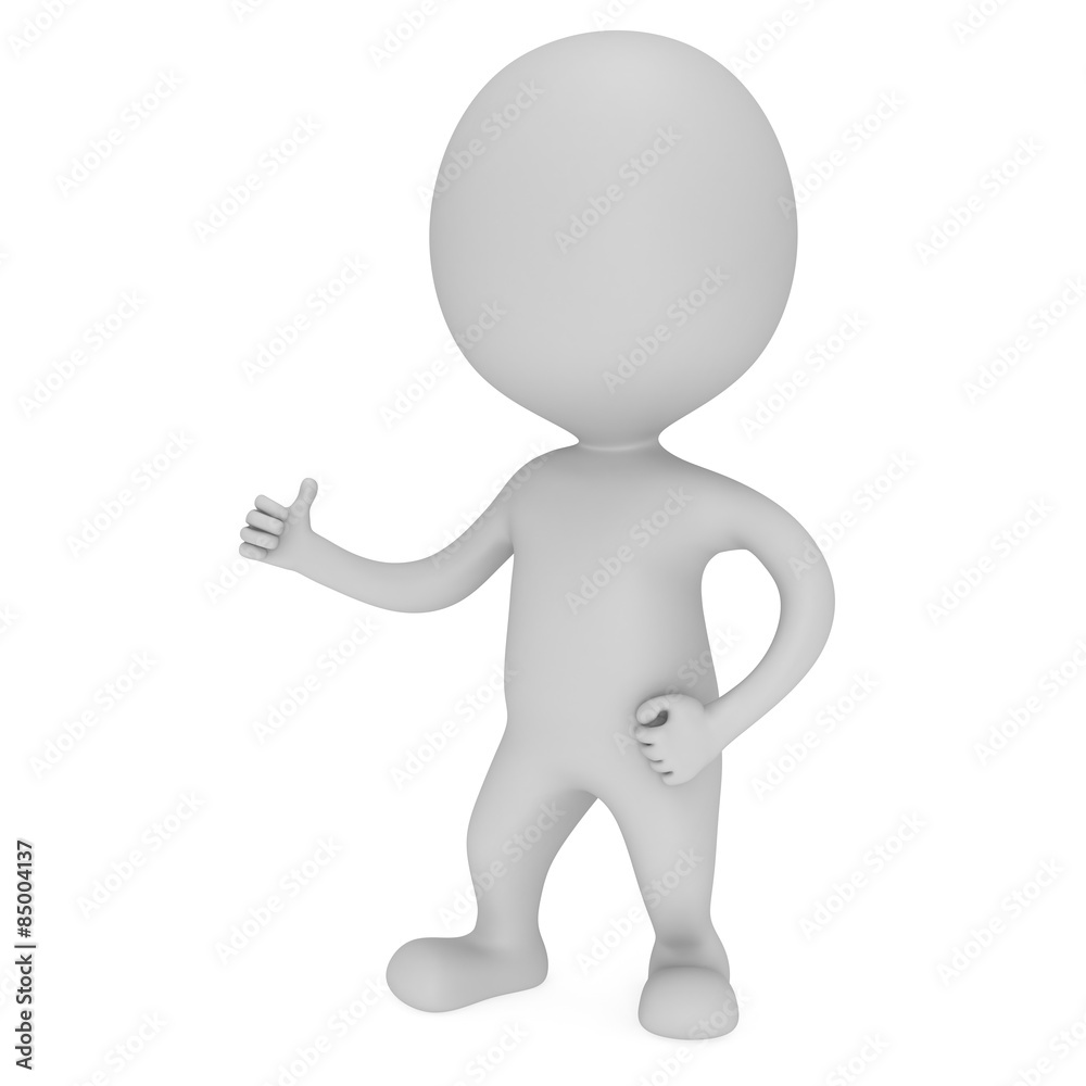3D man showing thumbs up 3D man showing thumbs up