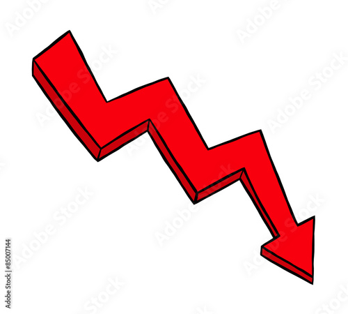 red falling arrow