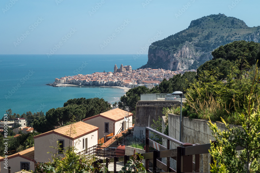 panorama of the town Cefalu, Sicily, Italy