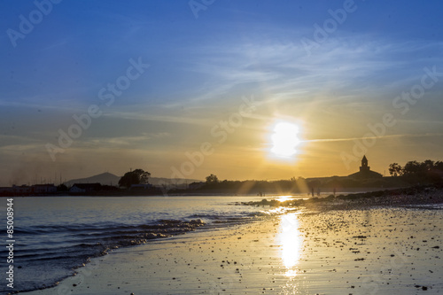 Sunset time in Quatro-Aguas East beach, Ria Formosa Wetlands