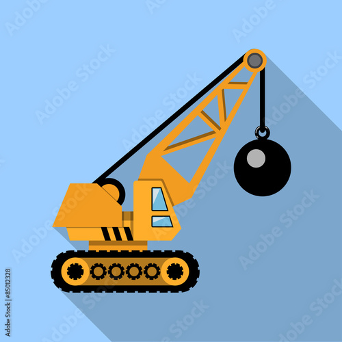 Vector Icon Crane with Wrecking Ball