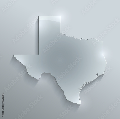Texas map flag glass card paper 3D vector