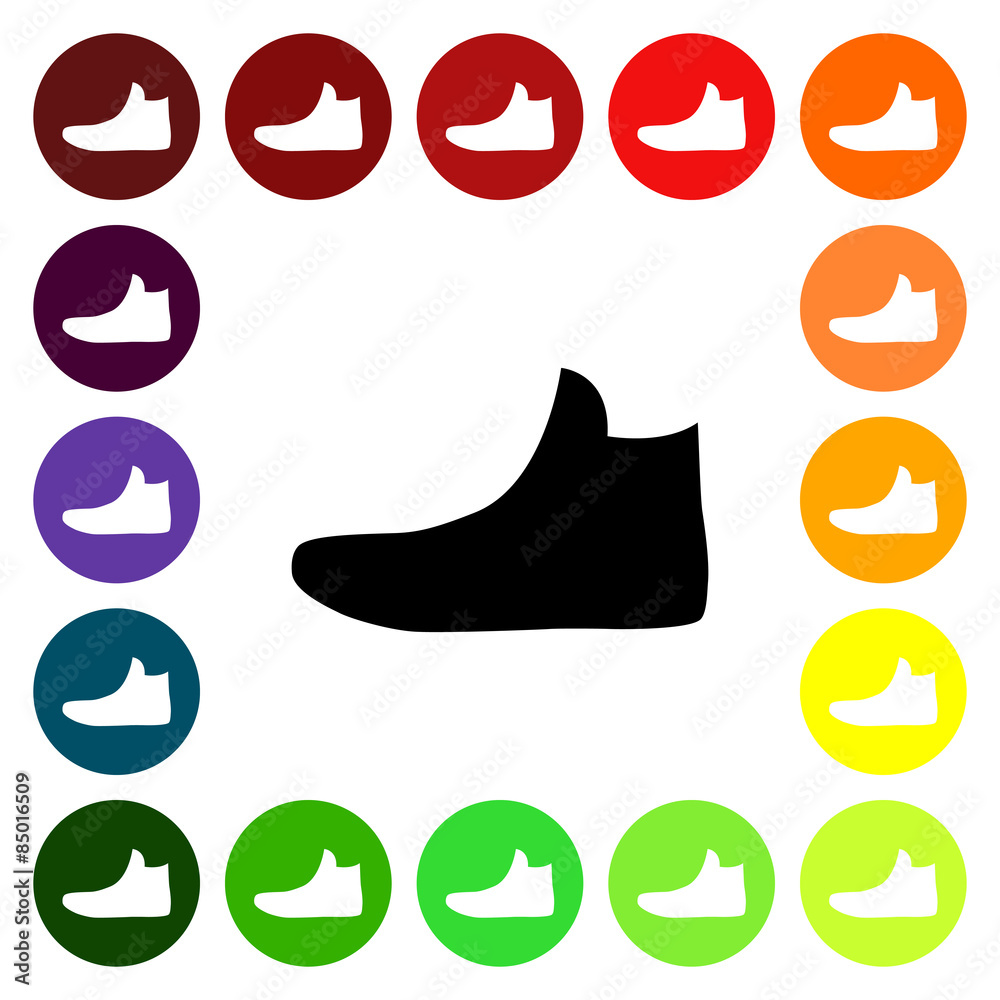 Set of colorful women's sneakers icons Set of colorful women's sneakers icons