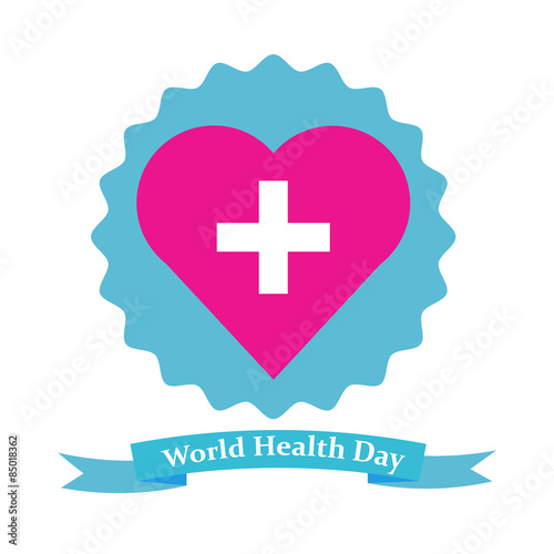 heart with cross on unequal round background above ribbon