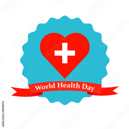 heart with cross on unequal round background above ribbon